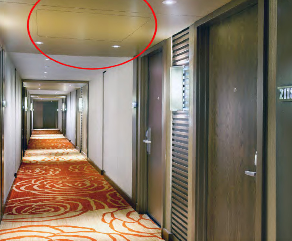 Hotel setting hallway