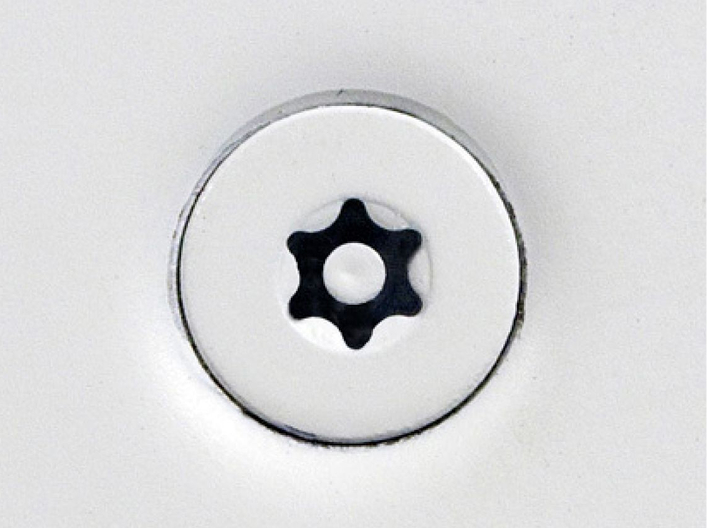 Torx head with cam latch with safety pin.